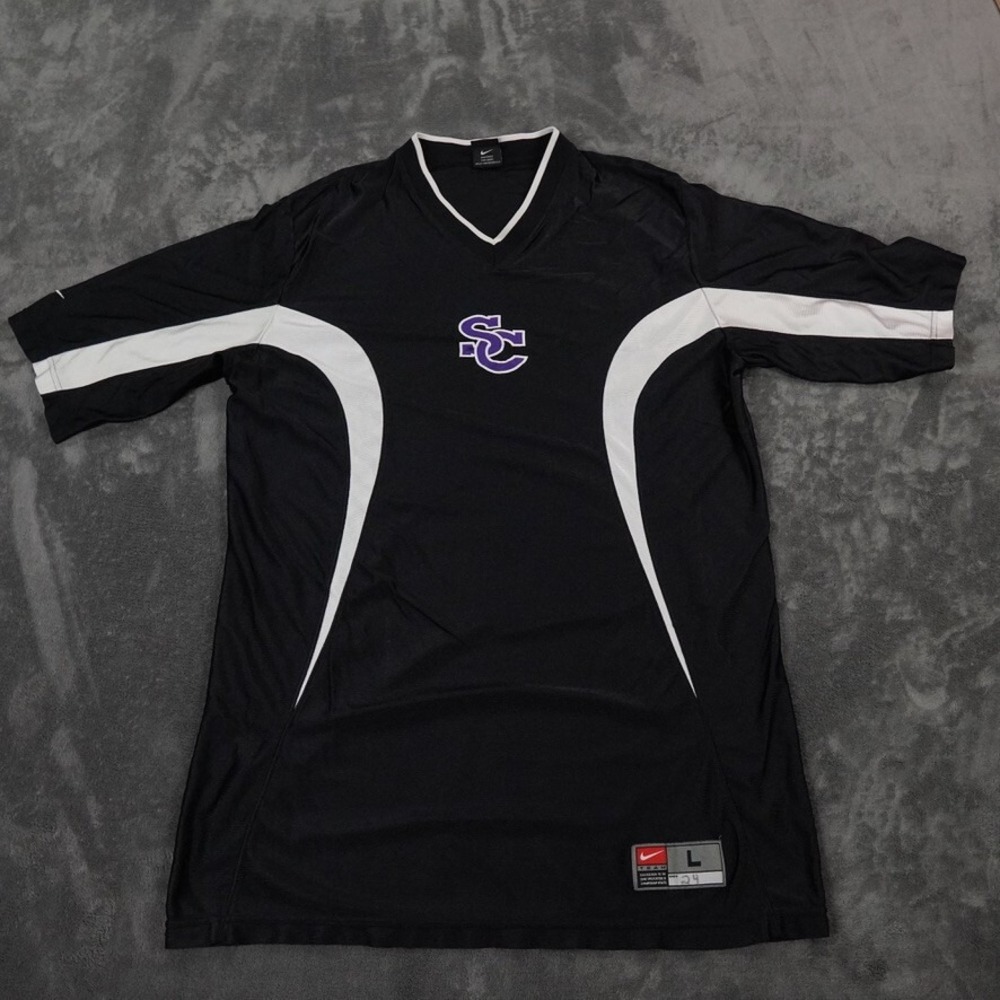 Nike Team SC Jersey Mens Large Black White Player #24 V-Neck Sports Shirt READ